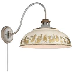 Kinsley Aged Galvanized Steel 1-Light Swing Arm with Antique Ivory