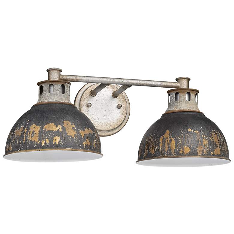 Image 1 Kinsley Aged Galvanized Steel 2-Light Bath Light with Antique Black Iron