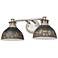 Kinsley Aged Galvanized Steel 2-Light Bath Light with Antique Black Iron