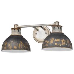 Kinsley Aged Galvanized Steel 2-Light Bath Light with Antique Black Iron