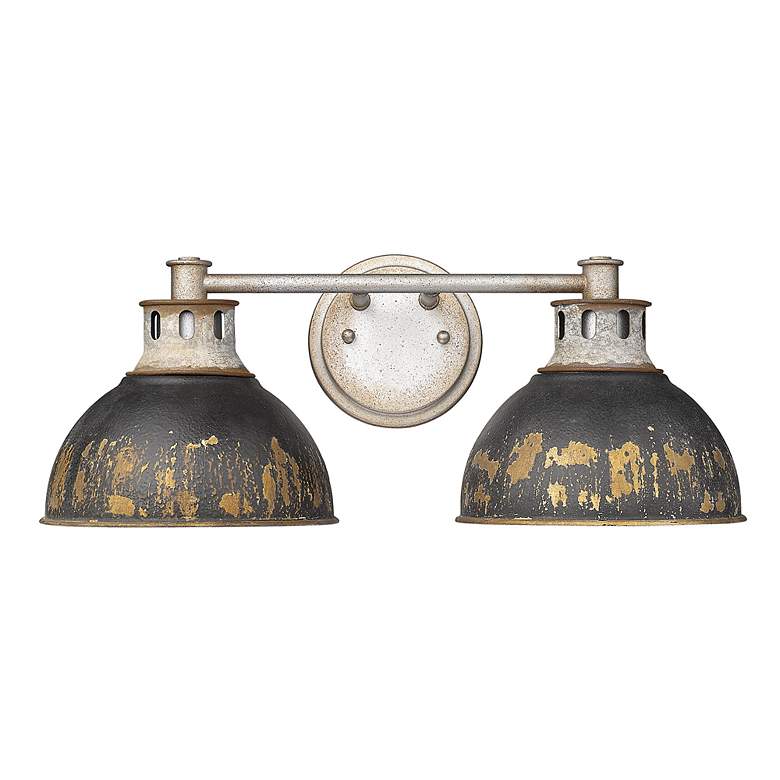 Image 2 Kinsley Aged Galvanized Steel 2-Light Bath Light with Antique Black Iron more views