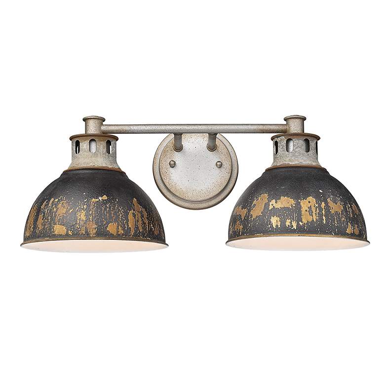 Image 3 Kinsley Aged Galvanized Steel 2-Light Bath Light with Antique Black Iron more views