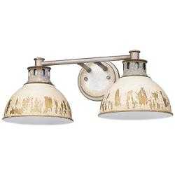 Kinsley Aged Galvanized Steel 2-Light Bath Light with Antique Ivory