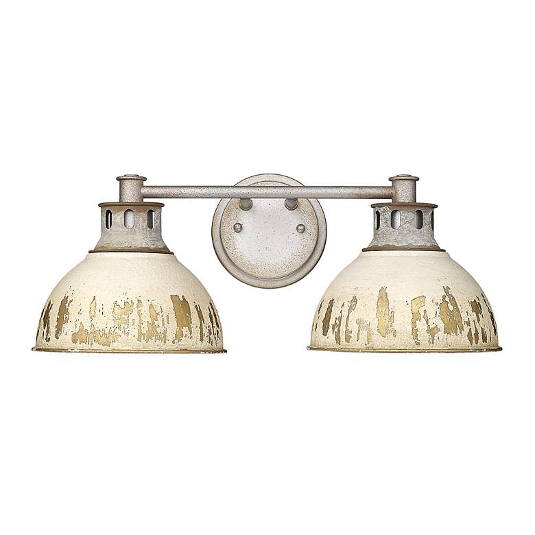 Image 2 Kinsley Aged Galvanized Steel 2-Light Bath Light with Antique Ivory more views