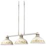 1_Kinsley Linear Pendant in Aged Galvanized Steel with Antique Ivory Shade