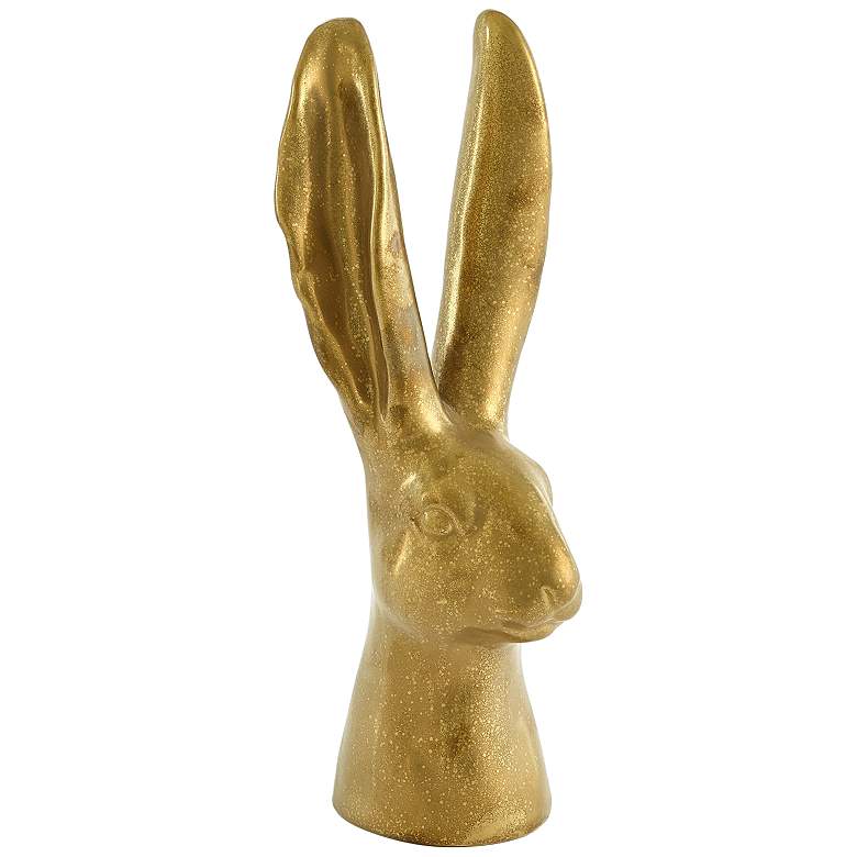 Image 1 Kinzia 16 1/4 inch High Matte Gold Ceramic Rabbit Statue