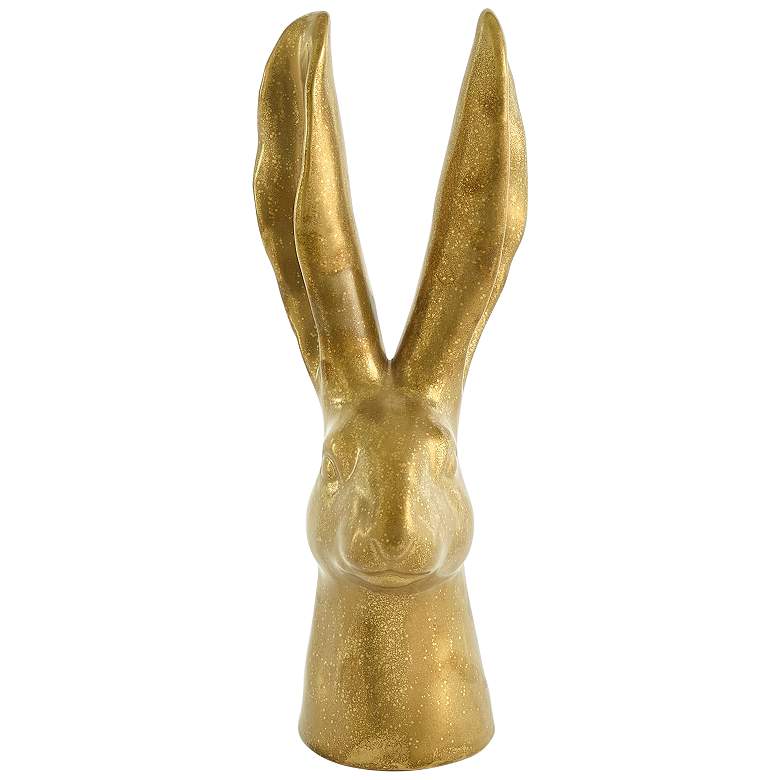Image 3 Kinzia 16 1/4" High Matte Gold Ceramic Rabbit Statue more views