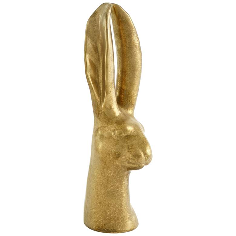 Image 1 Kinzia 19 1/2 inch High Matte Gold Ceramic Rabbit Statue