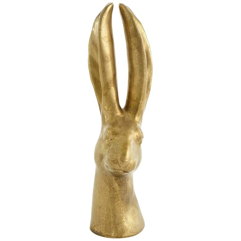 Image 3 Kinzia 19 1/2 inch High Matte Gold Ceramic Rabbit Statue more views