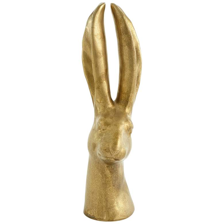 Image 3 Kinzia 19 1/2" High Matte Gold Ceramic Rabbit Statue more views