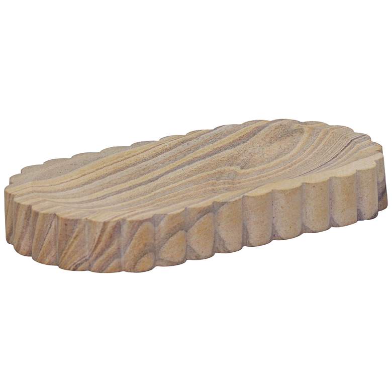 Image 1 Kira 10" Wide Sandstone Stone Oval Decorative Tray