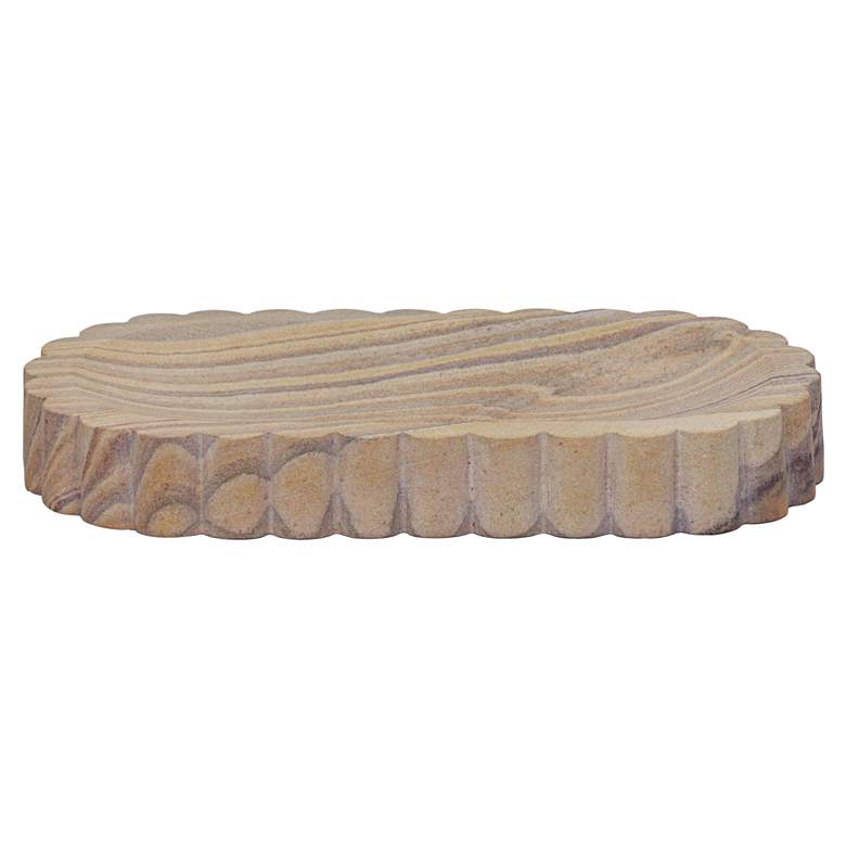 Image 3 Kira 10" Wide Sandstone Stone Oval Decorative Tray more views