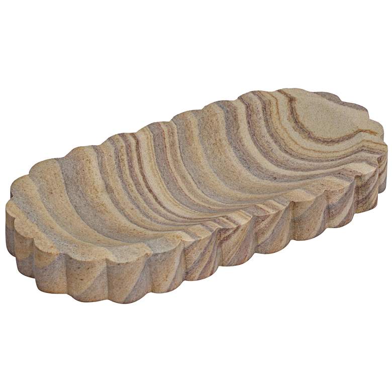 Image 1 Kira 12 1/2" Wide Sandstone Stone Oval Decorative Tray