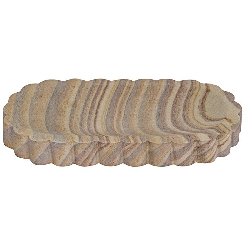 Image 3 Kira 12 1/2" Wide Sandstone Stone Oval Decorative Tray more views