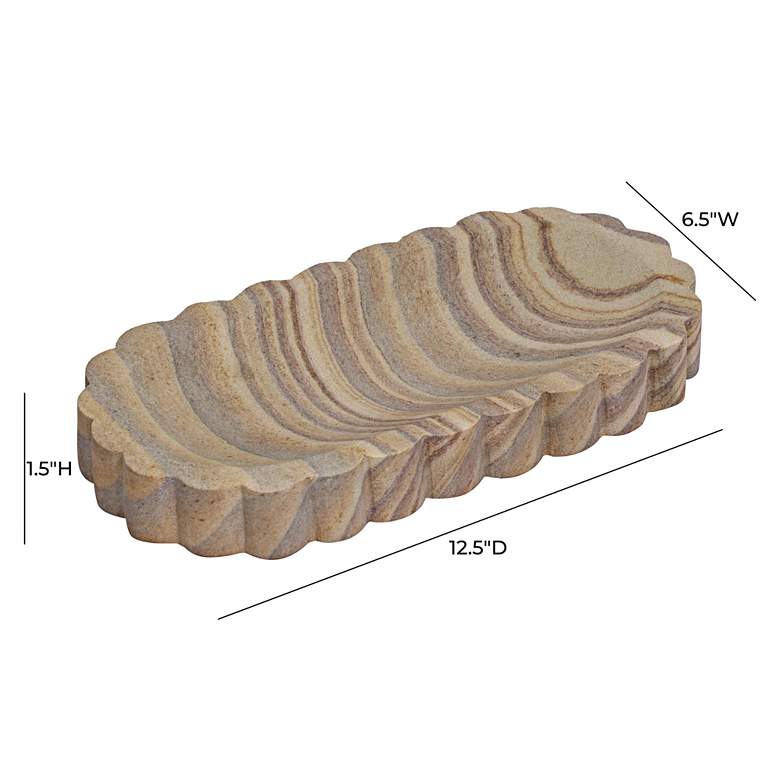 Image 4 Kira 12 1/2" Wide Sandstone Stone Oval Decorative Tray more views