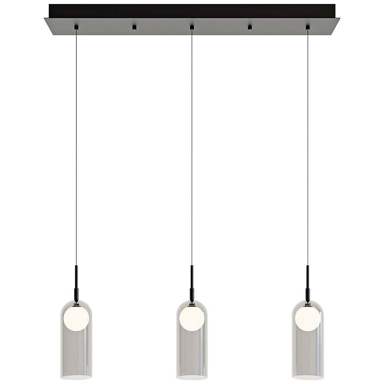 Image 3 Kiran 36" Wide LED Black Multi-Light Pendant