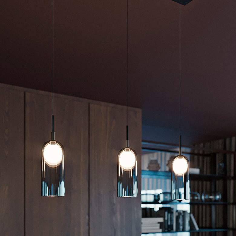 Image 2 Kiran 36" Wide LED Black Multi-Light Pendant