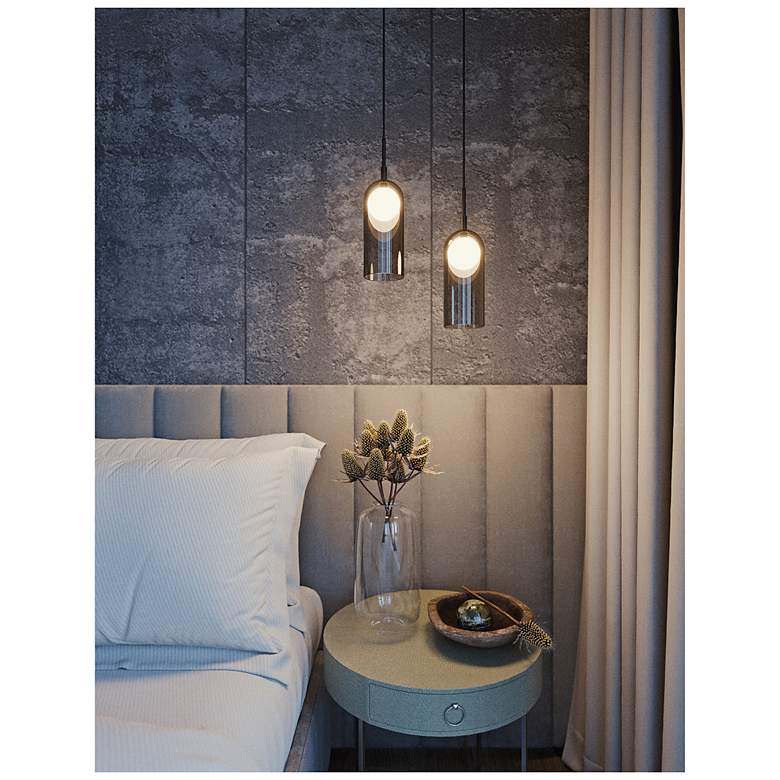 Image 2 Kiran 8" Wide Black 2-Layer LED Mini Pendant more views