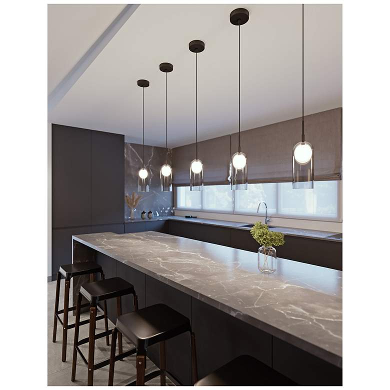 Image 4 Kiran 8" Wide Black 2-Layer LED Mini Pendant more views