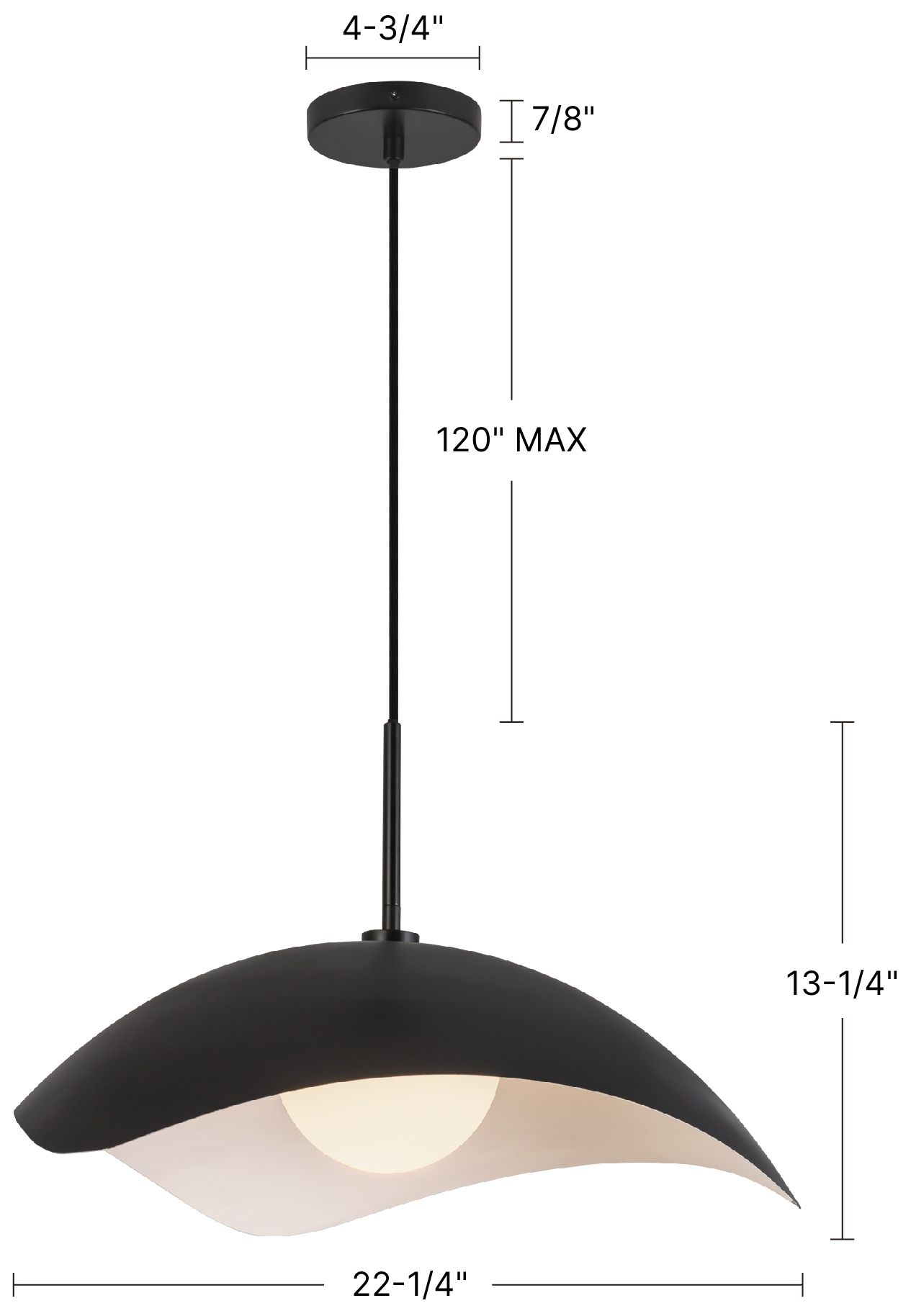 Kirby 22-in Black Pendant