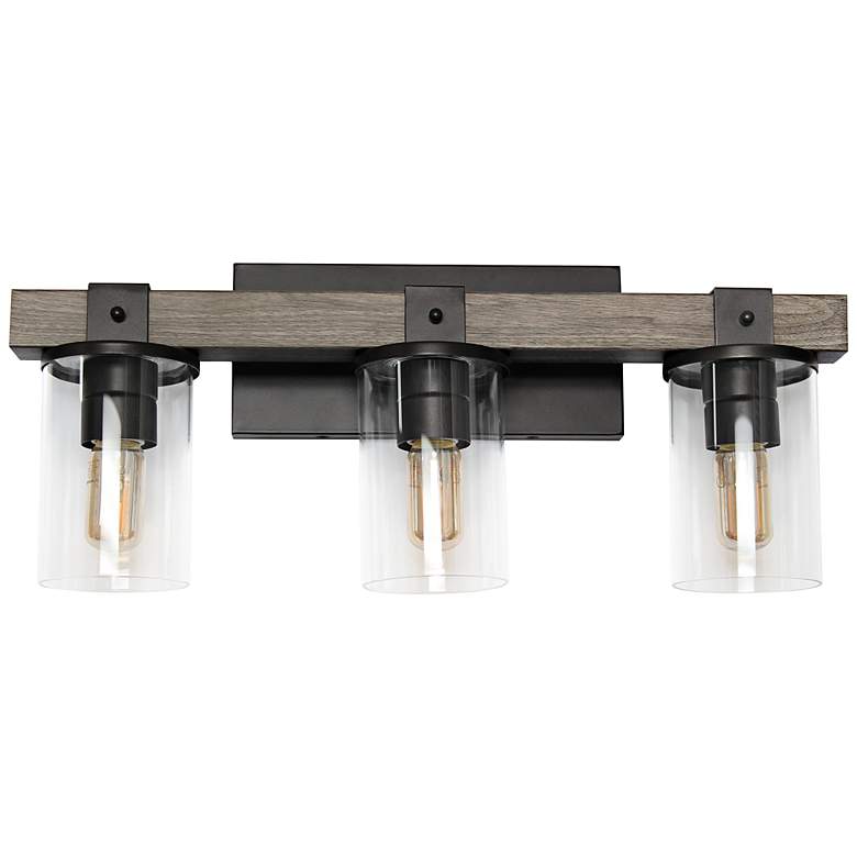 Image 3 Kirby 22" Wide Gray Wood 3-Light Vanity Bath Light