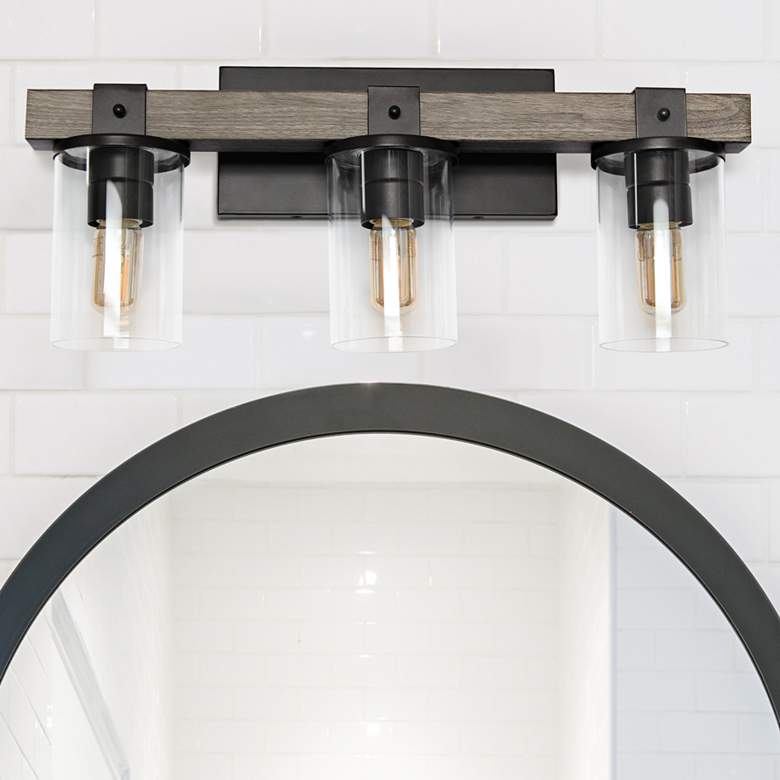 Image 2 Kirby 22" Wide Gray Wood 3-Light Vanity Bath Light