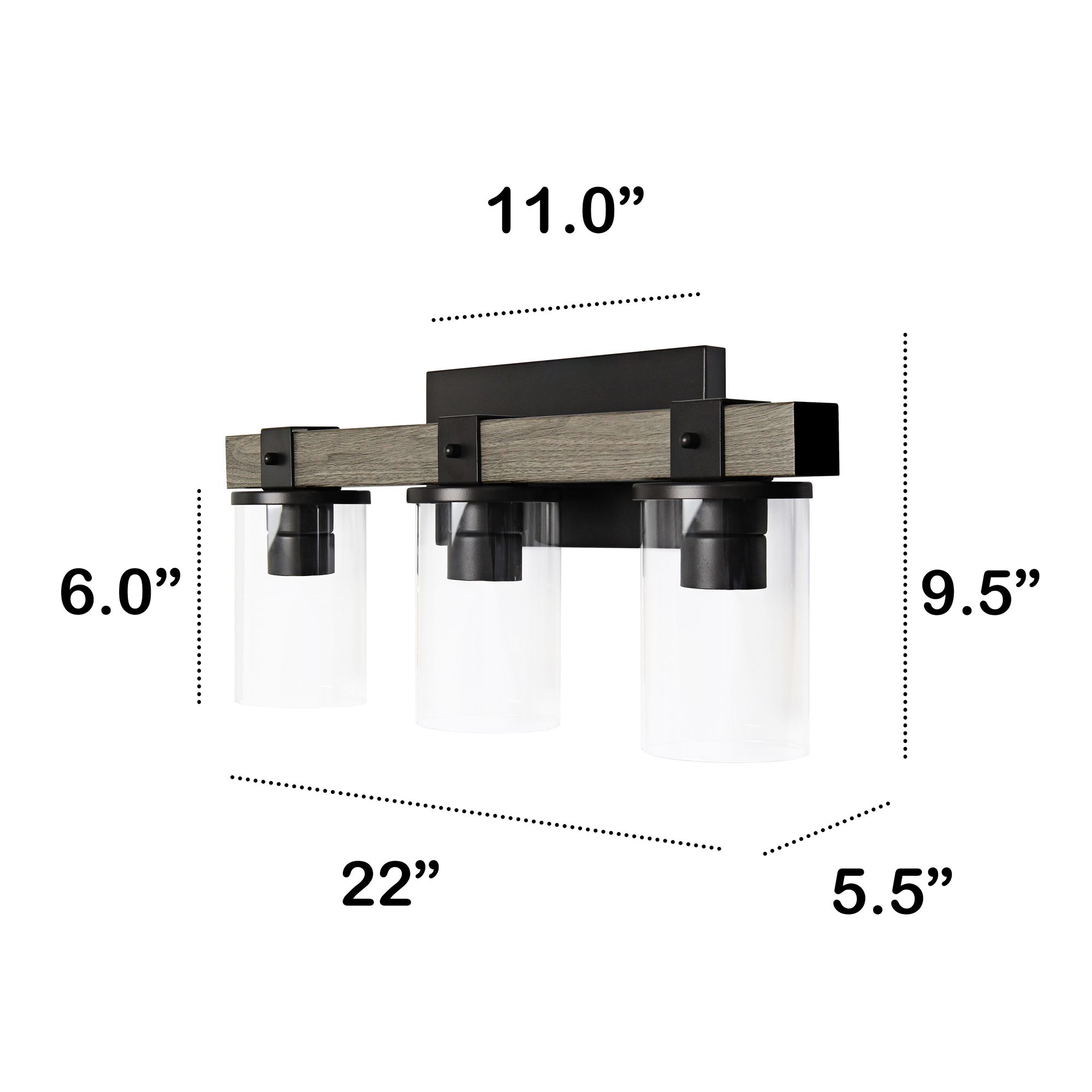 Kirby 22" Wide Gray Wood 3-Light Vanity Bath Light in scene