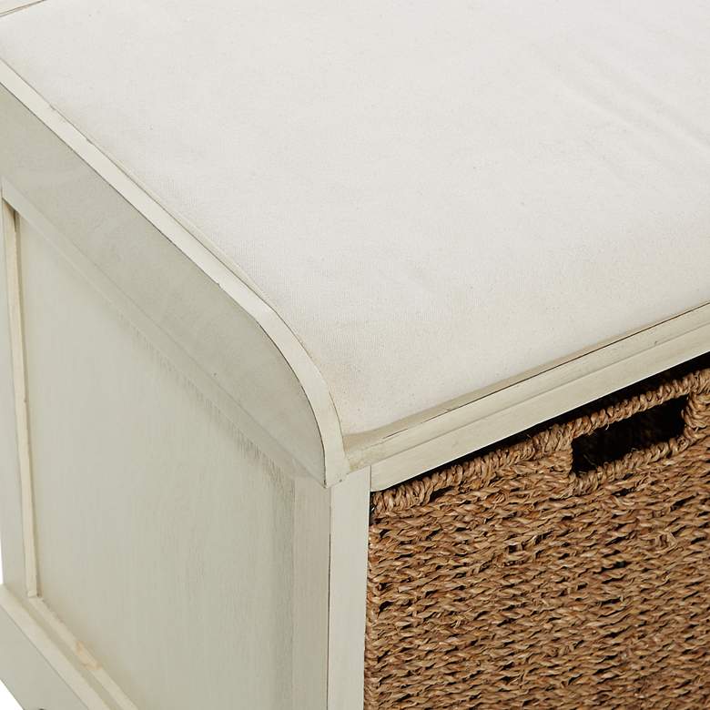 Image 4 Kirby 48"W Matte White Wood Storage Bench with 2 Baskets more views