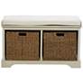 Kirby 48"W Matte White Wood Storage Bench with 2 Baskets