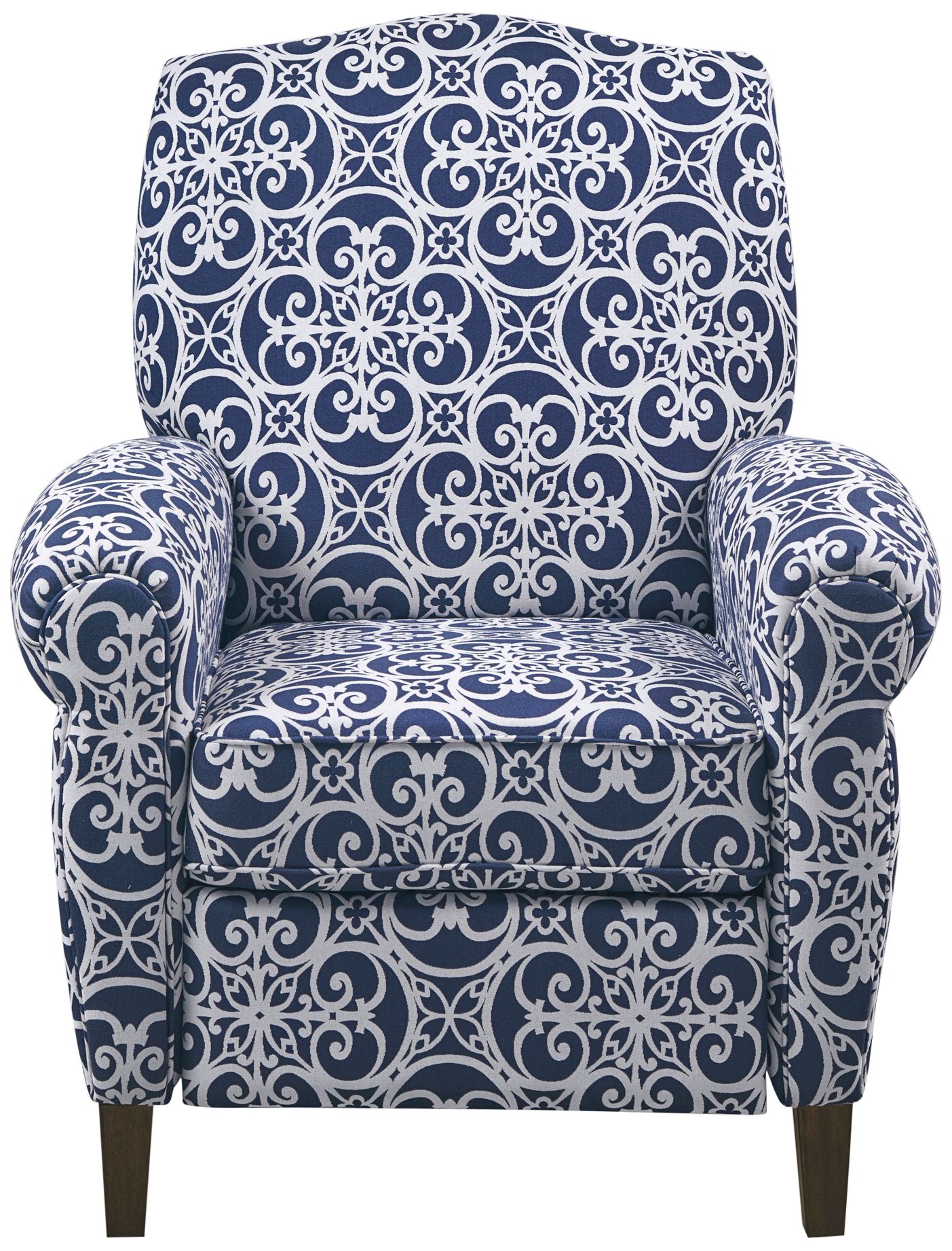 Kirby Navy Multi-Color Manual Push Back Recliner Chair
