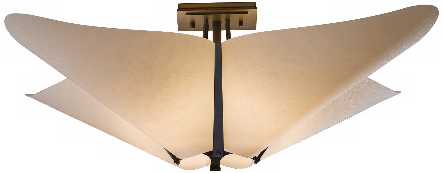 Image 2 Kirigami 22.5" Wide Dark Smoke Semi-Flush With Spun Frost Shade Shade