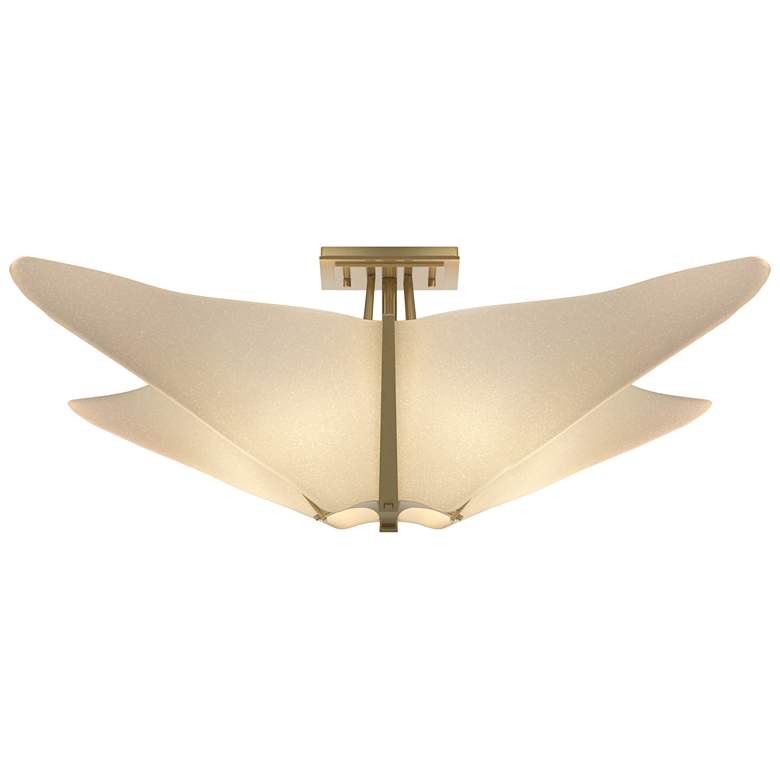 Image 1 Kirigami 22.5 inch Wide Modern Brass Semi-Flush With Spun Frost Shade