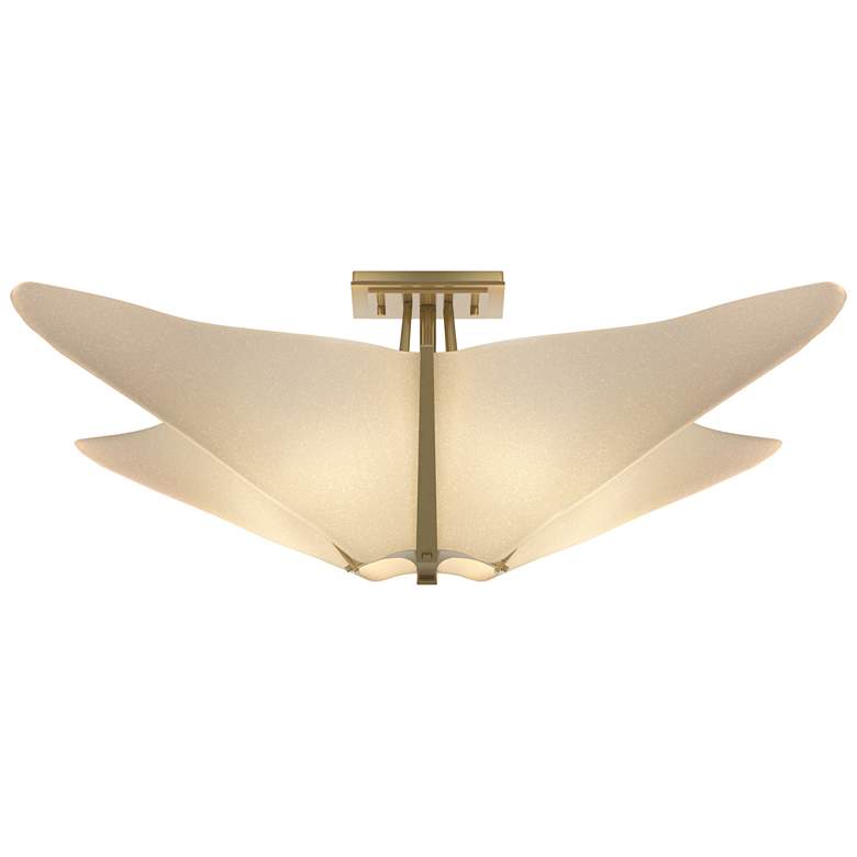 Image 1 Kirigami 22.5" Wide Modern Brass Semi-Flush With Spun Frost Shade