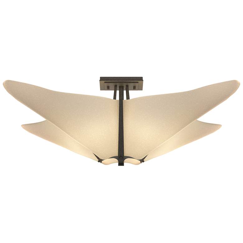 Image 1 Kirigami 22.5" Wide Natural Iron Semi-Flush With Spun Frost Shade