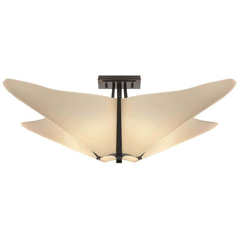Image 1 Kirigami 22.5" Wide Oil Rubbed Bronze Semi-Flush With Spun Frost Shade