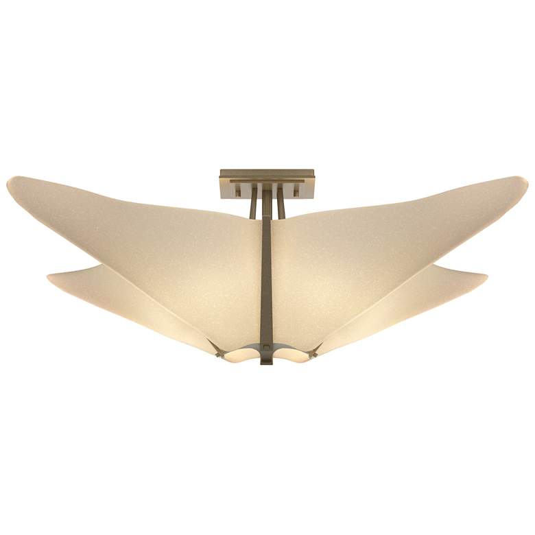 Image 1 Kirigami 22.5" Wide Soft Gold Semi-Flush With Spun Frost Shade