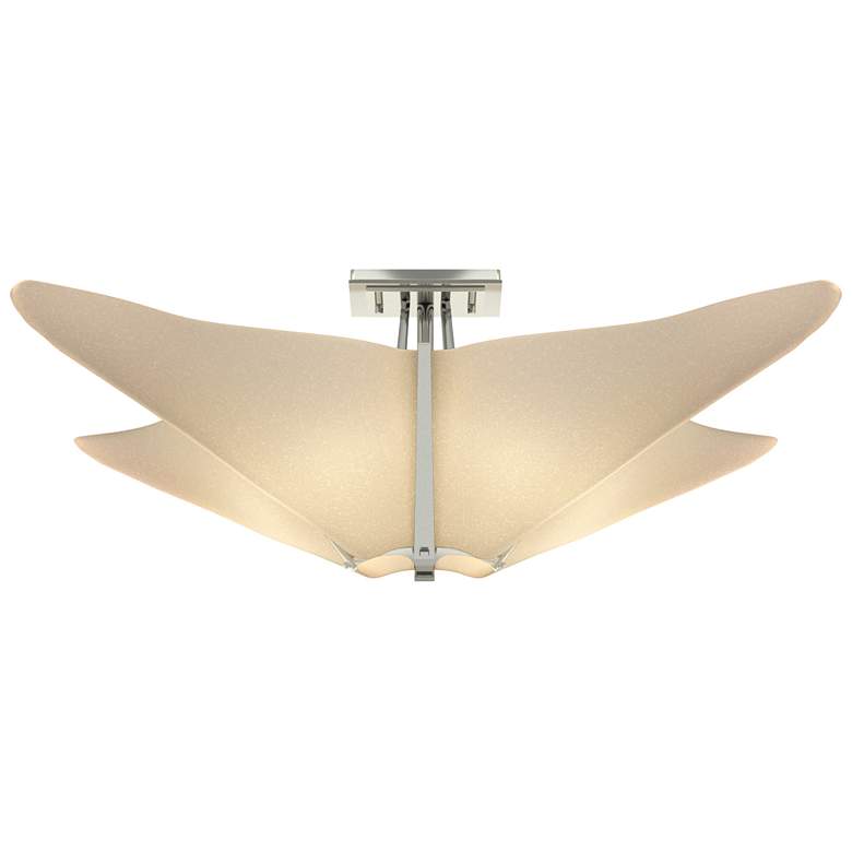 Image 1 Kirigami 22.5" Wide Sterling Semi-Flush With Spun Frost Shade