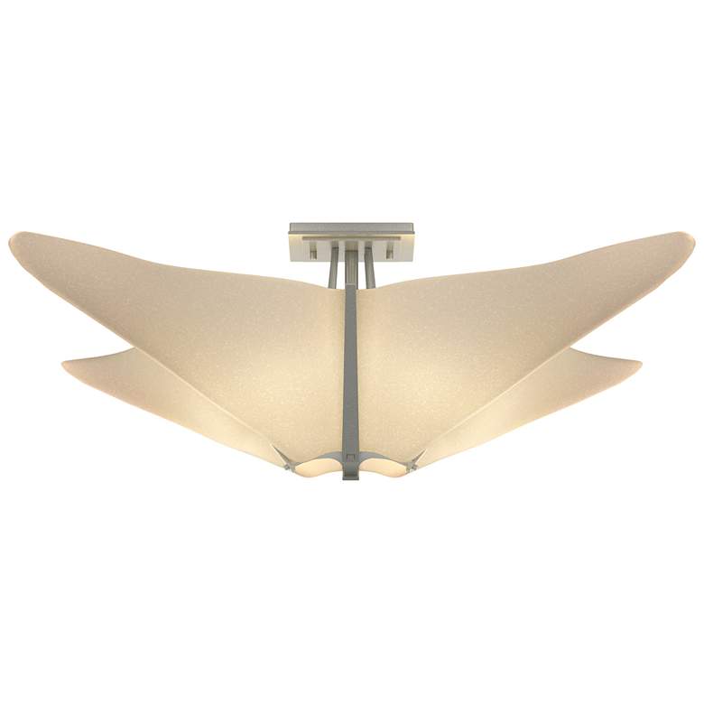 Image 1 Kirigami 22.5" Wide Vintage Platinum Semi-Flush With Spun Frost Shade