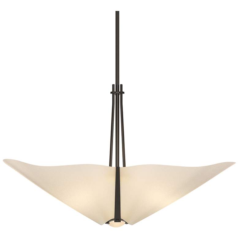 Image 1 Kirigami 28.5"W 3 Light Oil Rubbed Bronze Pendant w/ Spun Frost Shade
