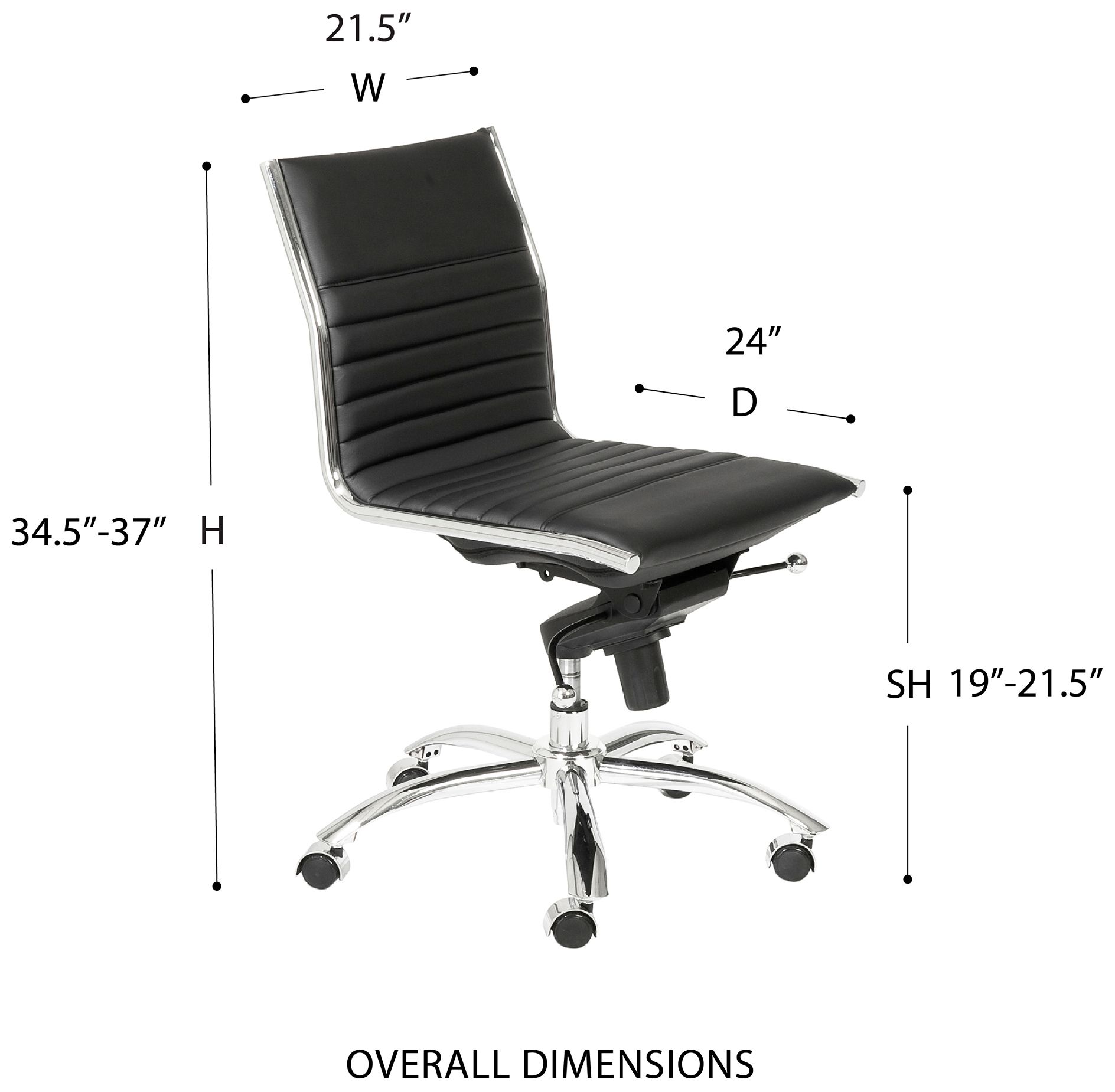 Image 7 Kirk Low Back Armless Black Office Chair more views