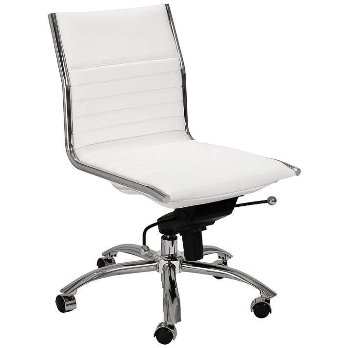 Swivel Chair Armless White Office Chair Kirk Low Back Armless