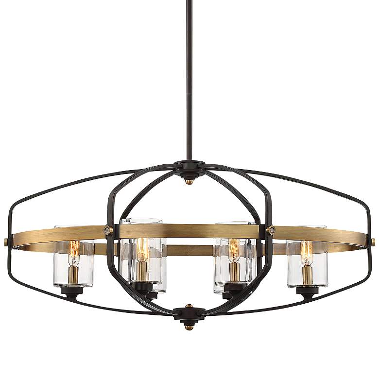 Image 1 Kirkland 32"W Bronze Warm Brass 6-Light Linear Chandelier