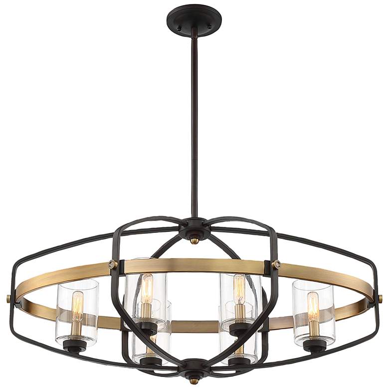Image 3 Kirkland 32"W Bronze Warm Brass 6-Light Linear Chandelier more views