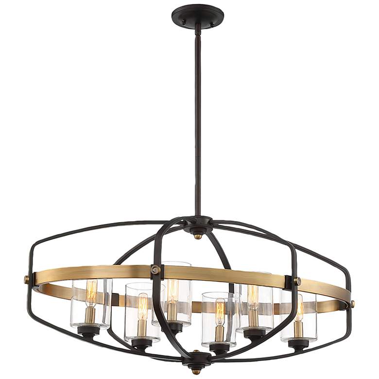 Image 4 Kirkland 32"W Bronze Warm Brass 6-Light Linear Chandelier more views