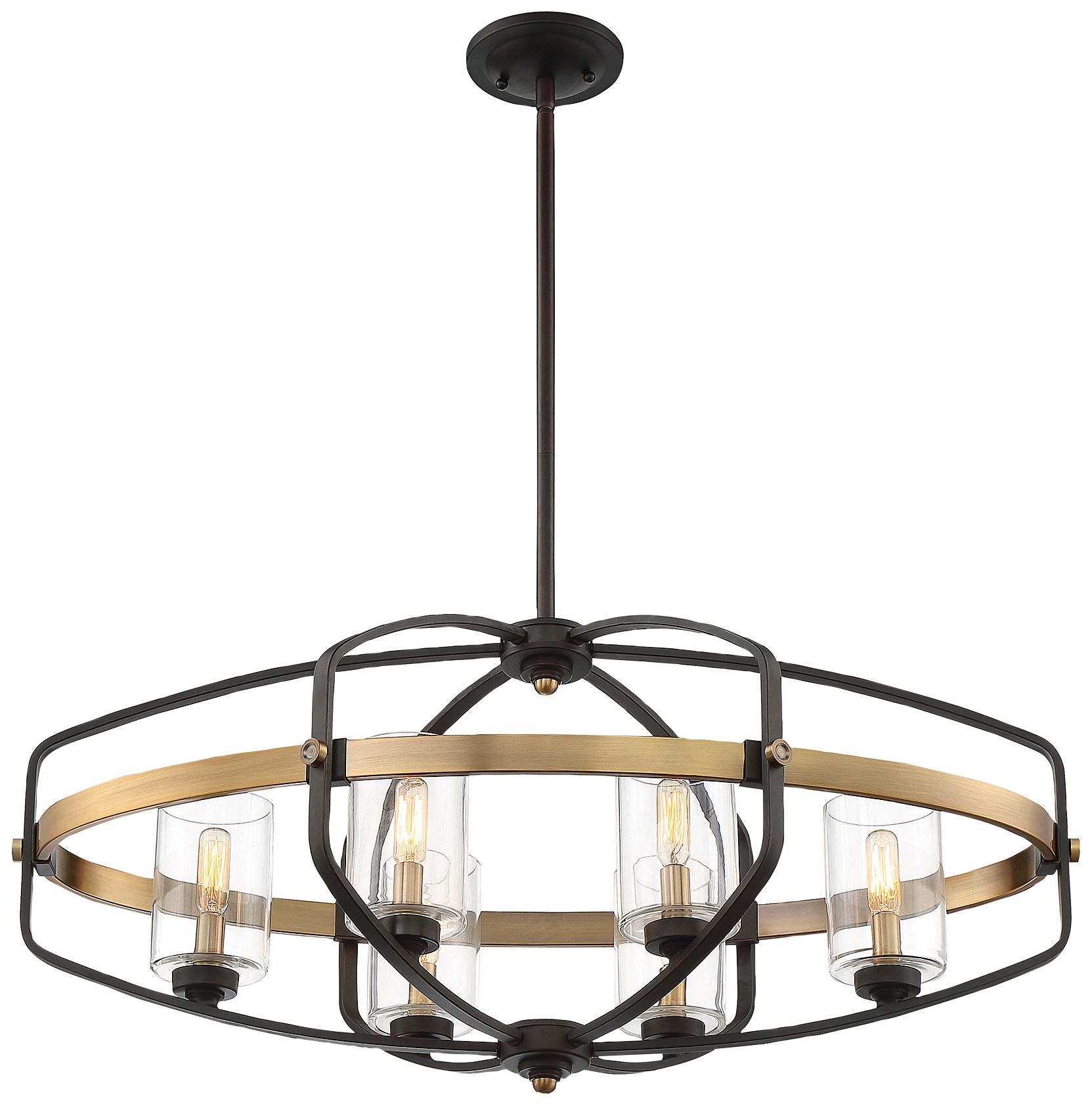 Image 3 Kirkland 6-Light Linear Chandelier in English Bronze and Warm Brass more views