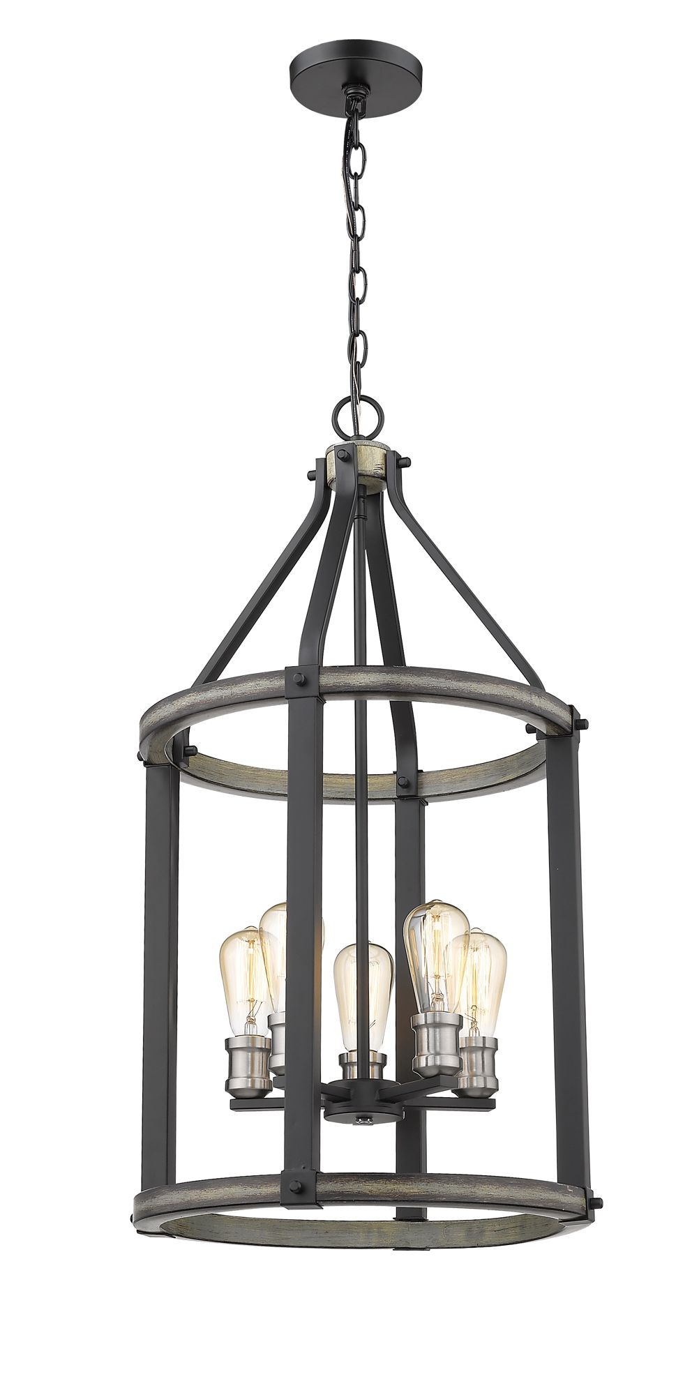 Image 4 Kirkland by Z-Lite Ashen Barnboard 16 inch 5 Light Pendant more views