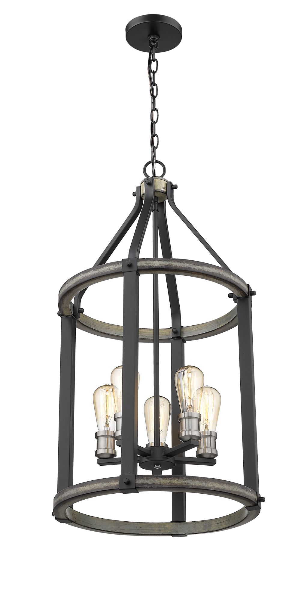 Image 5 Kirkland by Z-Lite Ashen Barnboard 16 inch 5 Light Pendant more views