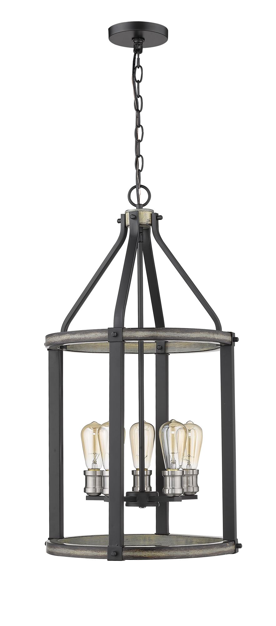 Image 6 Kirkland by Z-Lite Ashen Barnboard 16 inch 5 Light Pendant more views