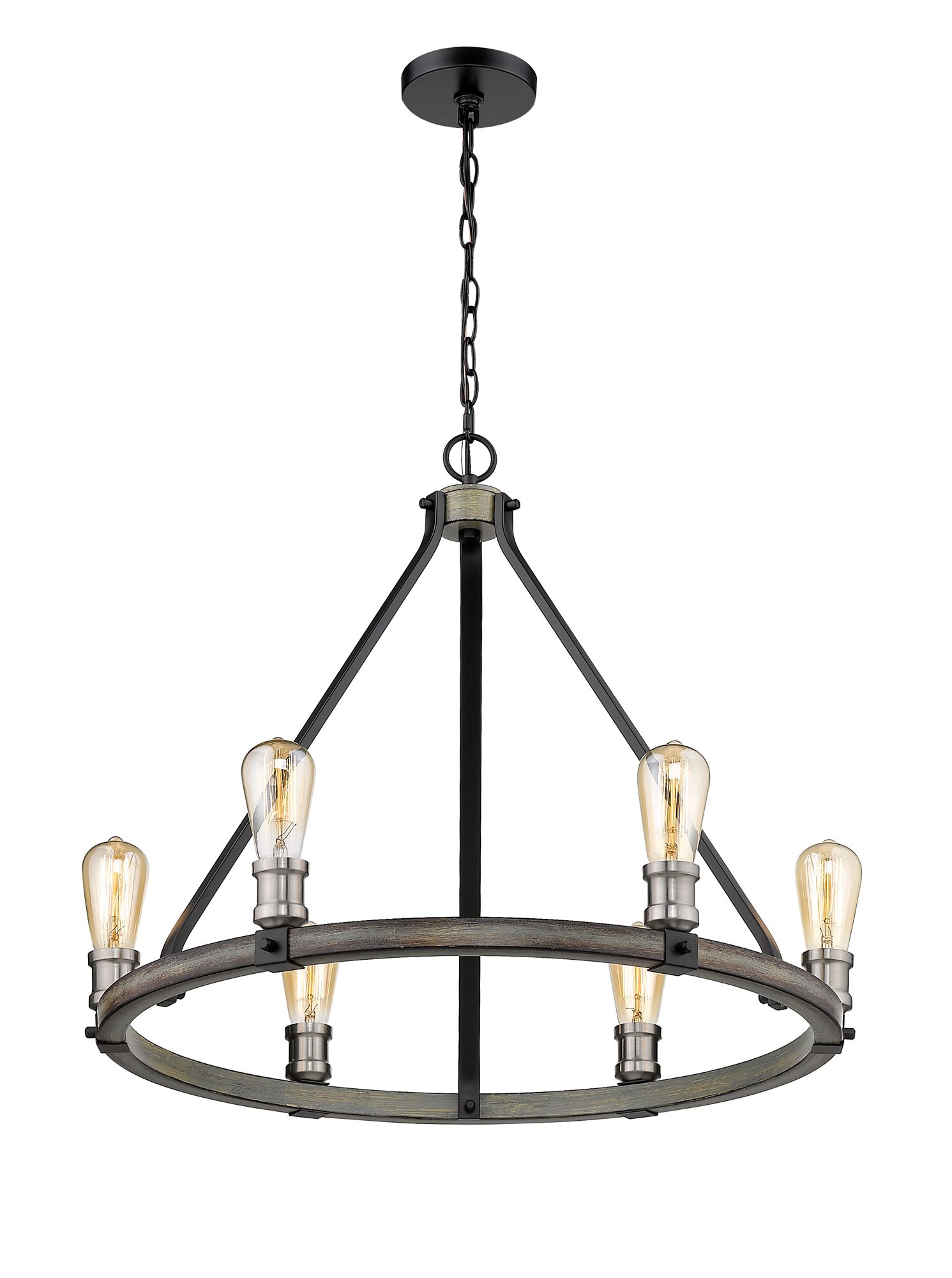 Image 4 Kirkland by Z-Lite Ashen Barnboard 25 inch 6 Light Chandelier more views