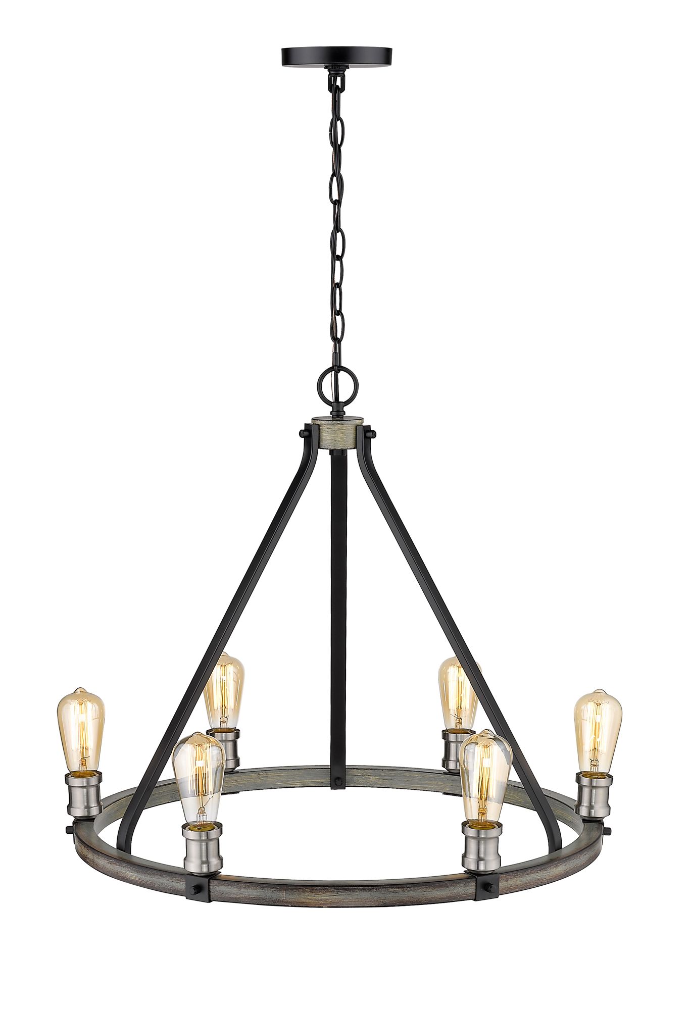 Image 5 Kirkland by Z-Lite Ashen Barnboard 25 inch 6 Light Chandelier more views